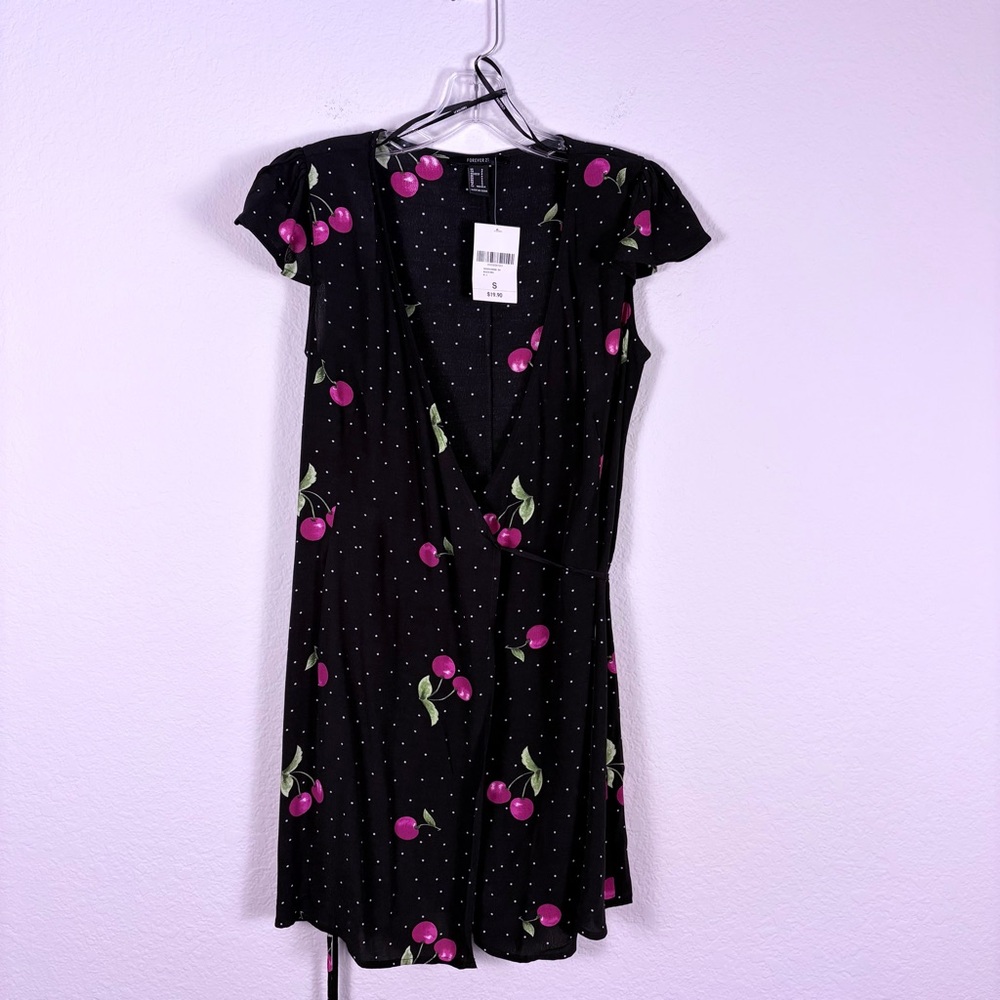 Forever 21 Black Cherry Pattern Mini Dress NWT